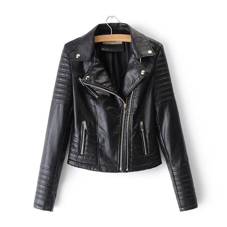 CALORA_ Classieke Dames PU Leren Bikerjas met Asymmetrische Rits