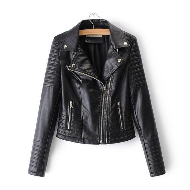 CALORA_ Classieke Dames PU Leren Bikerjas met Asymmetrische Rits