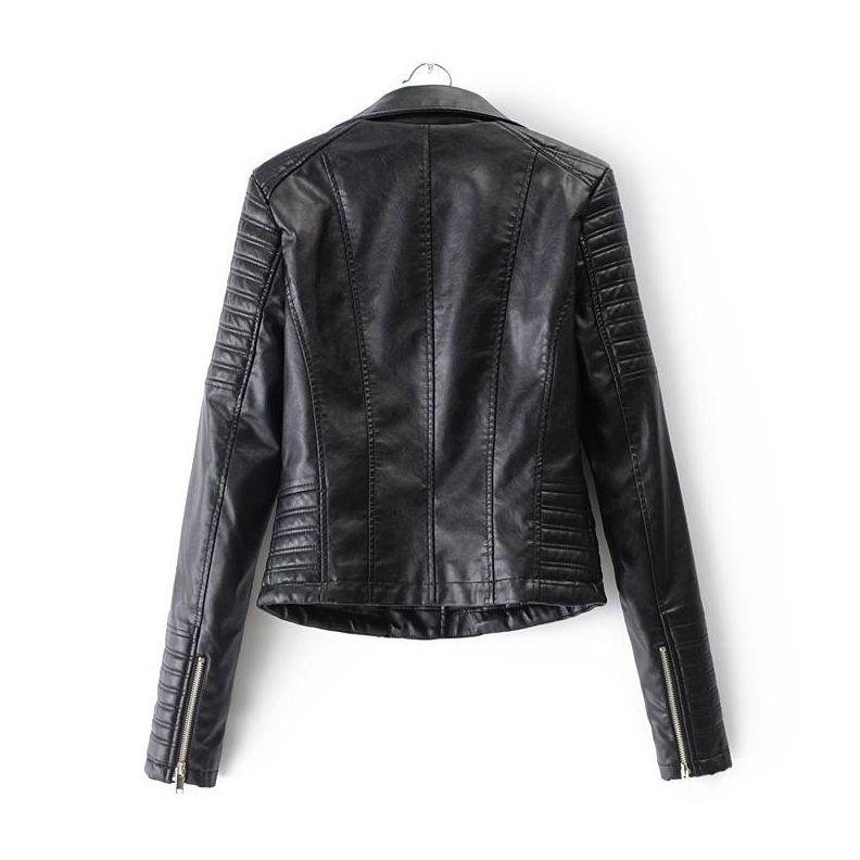CALORA_ Classieke Dames PU Leren Bikerjas met Asymmetrische Rits