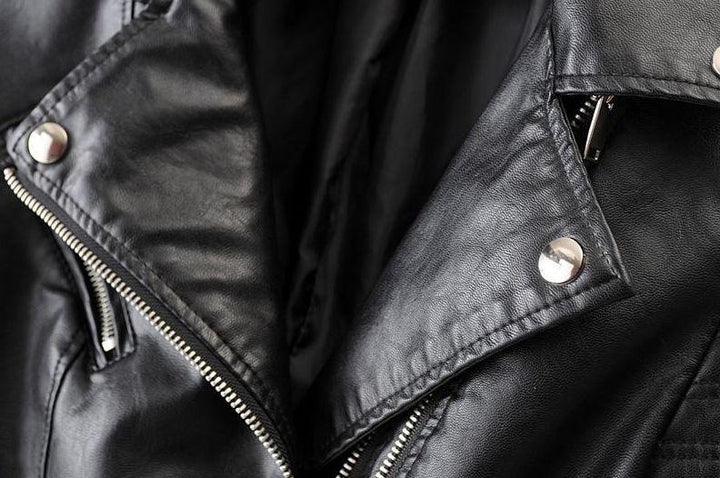 CALORA_ Classieke Dames PU Leren Bikerjas met Asymmetrische Rits