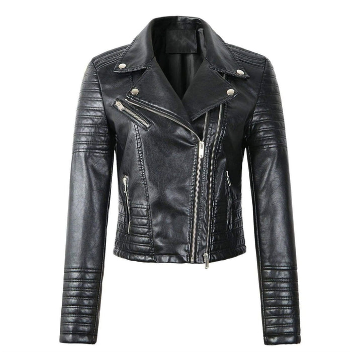 CALORA_ Classieke Dames PU Leren Bikerjas met Asymmetrische Rits