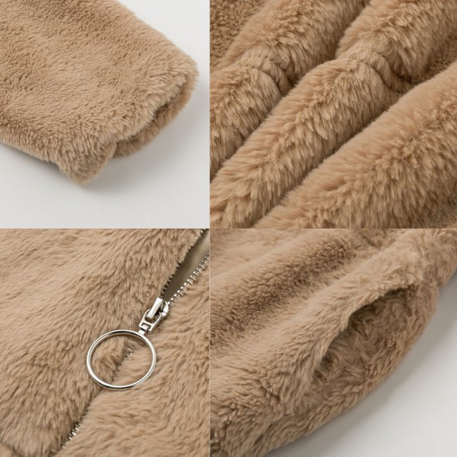 Claudia | Warme Teddy Winterjas-Zomer Jassen-Calora-Grijs-S-Calora