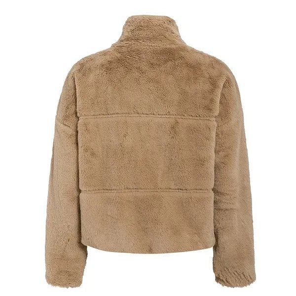 Claudia | Warme Teddy Winterjas-Zomer Jassen-Calora-Grijs-S-Calora