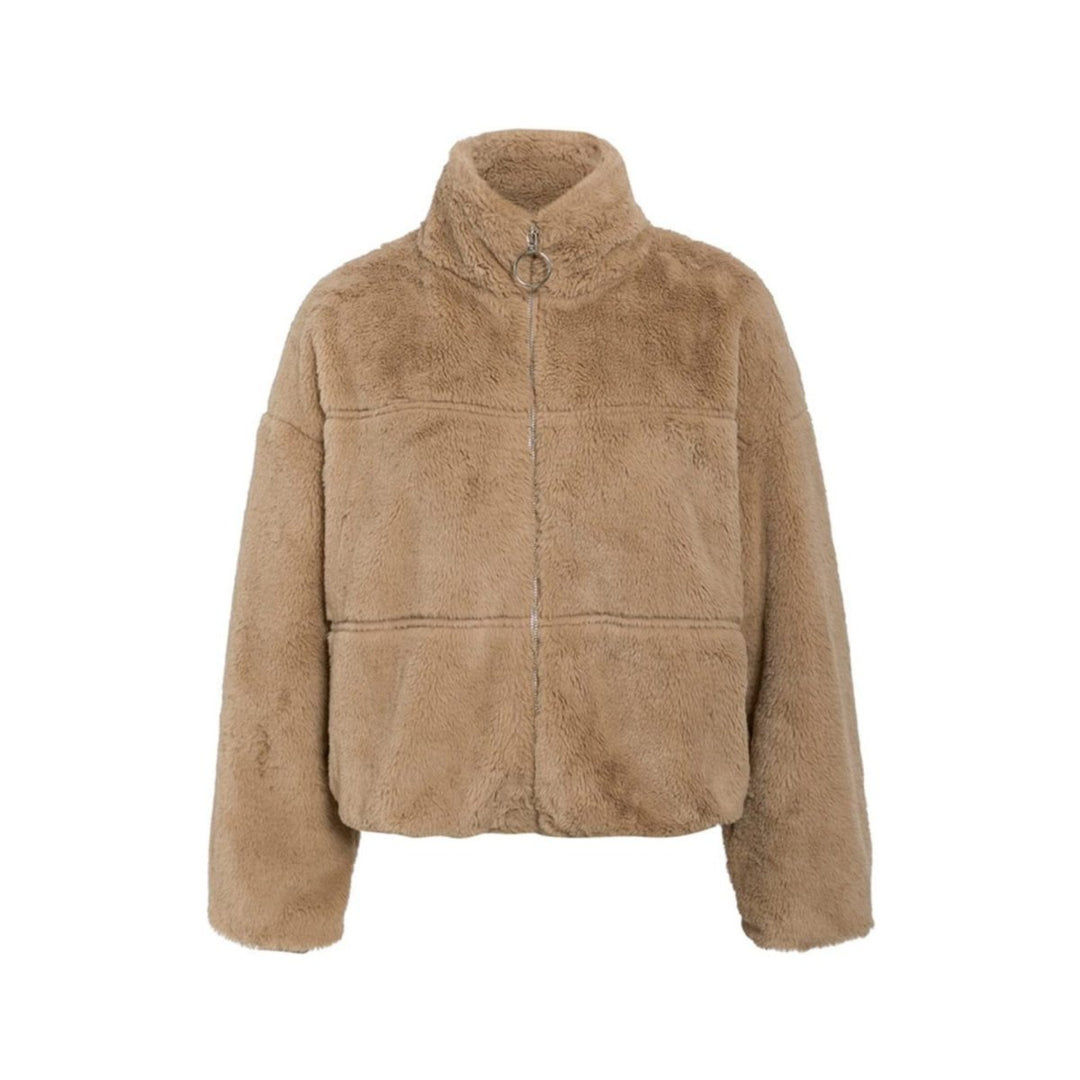 Claudia | Warme Teddy Winterjas-Zomer Jassen-Calora-Grijs-S-Calora