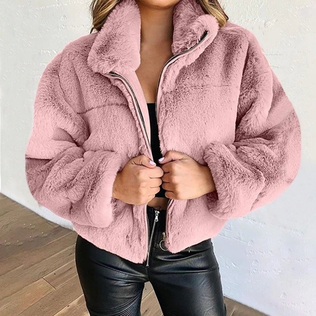 Claudia | Warme Teddy Winterjas-Zomer Jassen-Calora-Roze-S-Calora