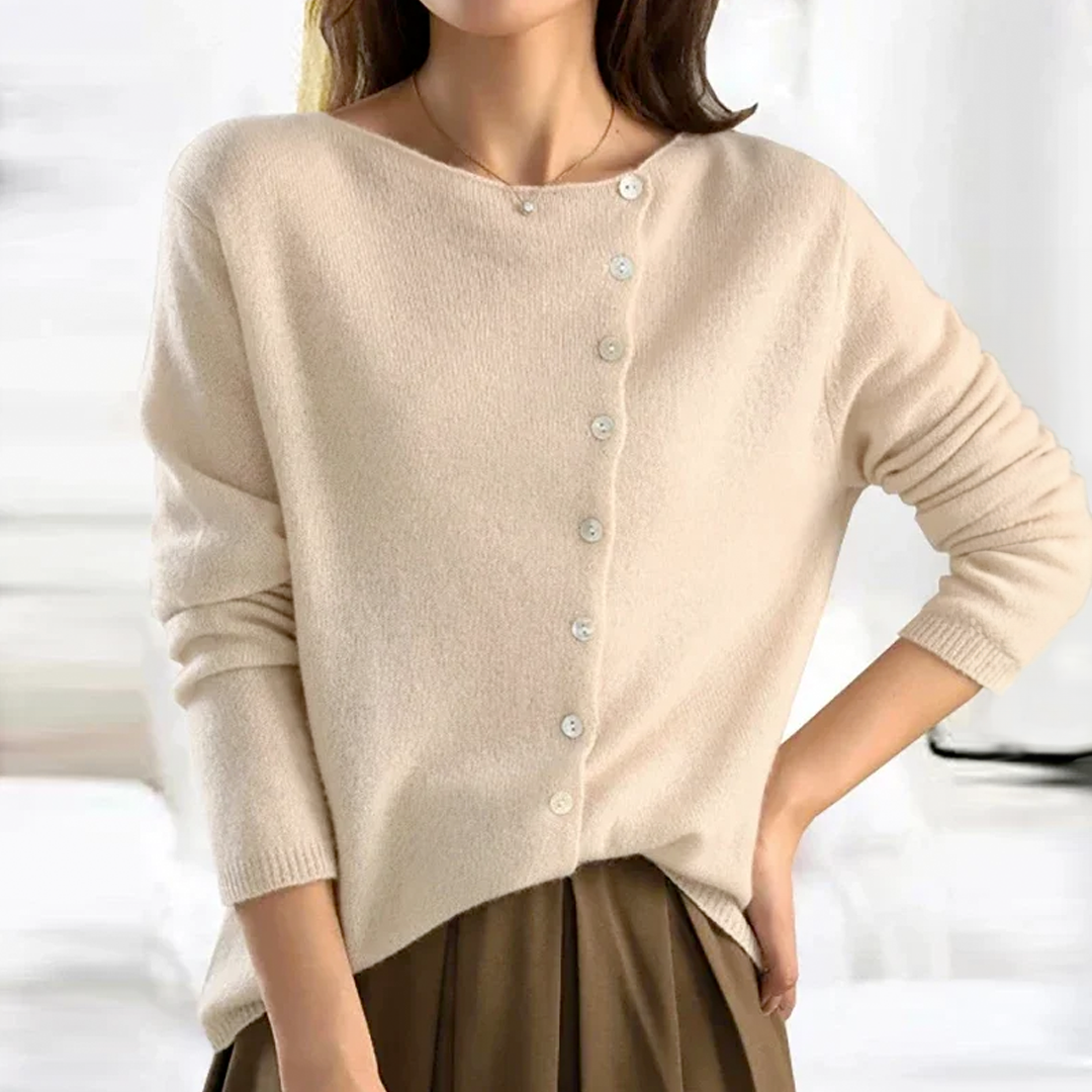 Comfortabel Vest met knopen-Blazers & Vesten-Calora-Beige-S-Calora