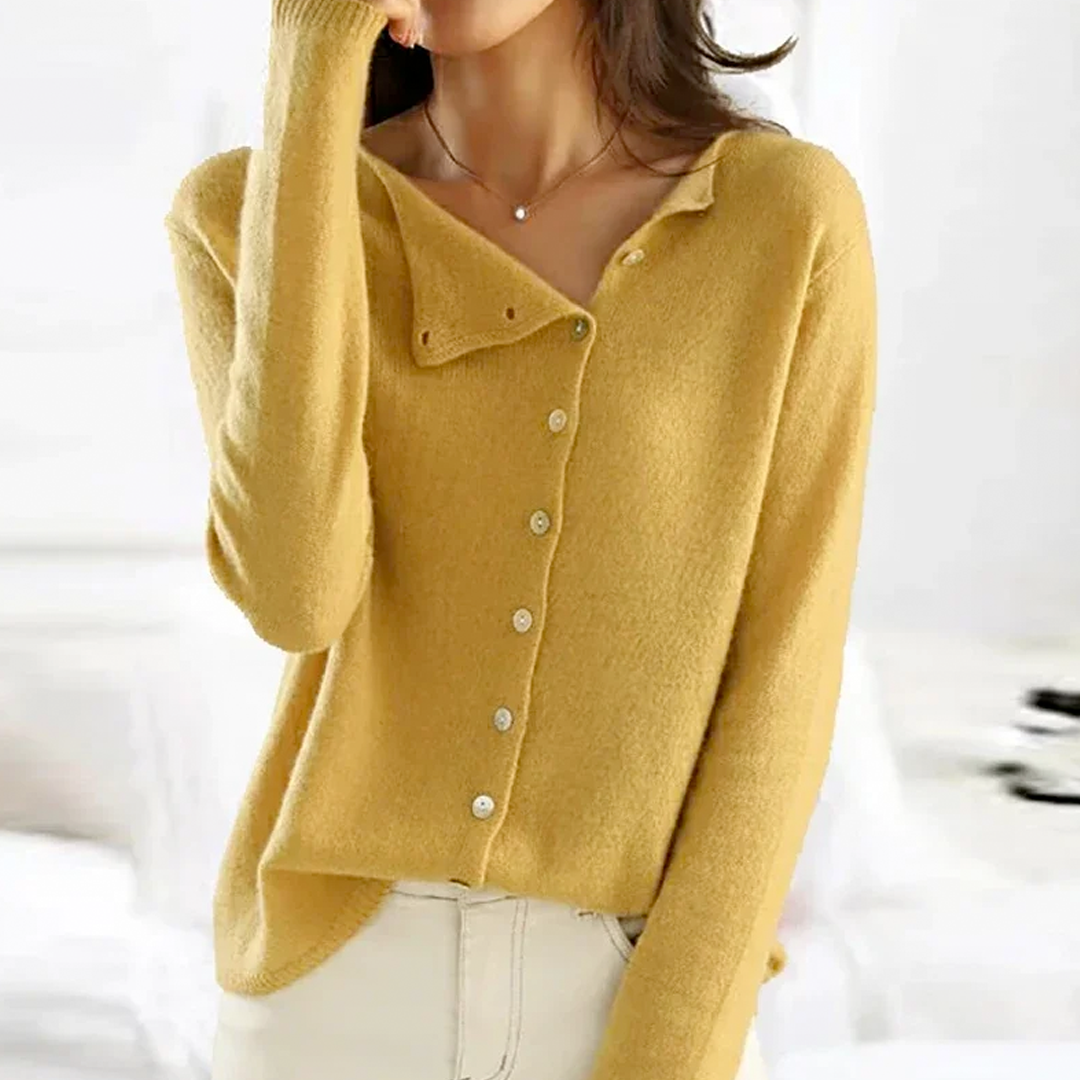 Comfortabel Vest met knopen-Blazers & Vesten-Calora-Geel-S-Calora
