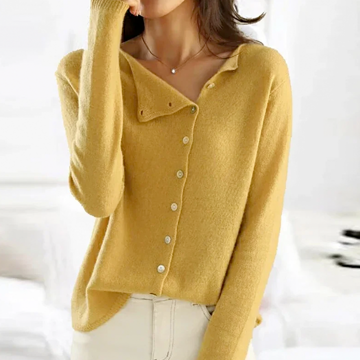 Comfortabel Vest met knopen-Blazers & Vesten-Calora-Geel-S-Calora