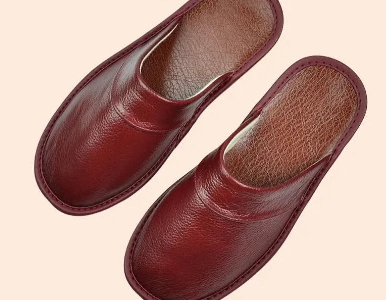 CALORA_ Comfortabele Heren Pantoffels Van Rundleer Voor Dagelijks Gebruik