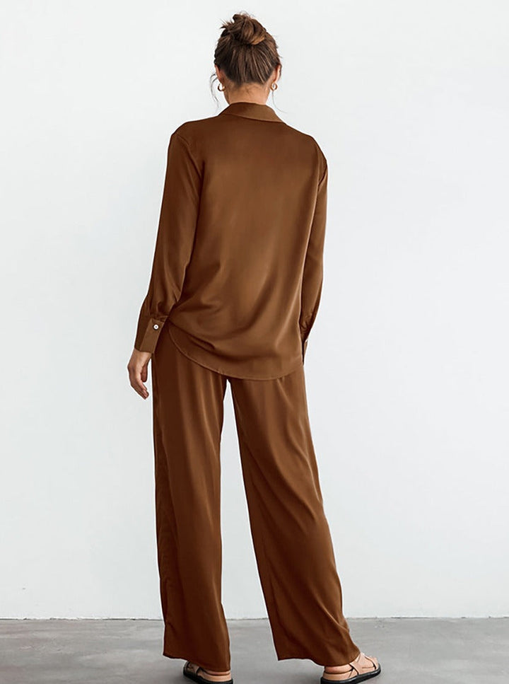 Comfortabele Lange Mouw Broek Eenvoudige Tweedelige Set-Sets & Pakken-Calora-S-Calora