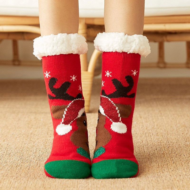 CALORA_ Comfortabele Pluche Sneeuwsokken voor Dames - Warme Winterkerstsokken