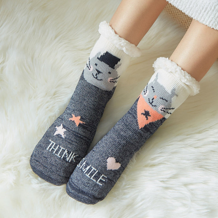 CALORA_ Comfortabele Pluche Sneeuwsokken voor Dames - Warme Winterkerstsokken