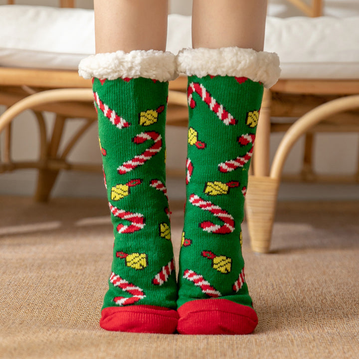 CALORA_ Comfortabele Pluche Sneeuwsokken voor Dames - Warme Winterkerstsokken