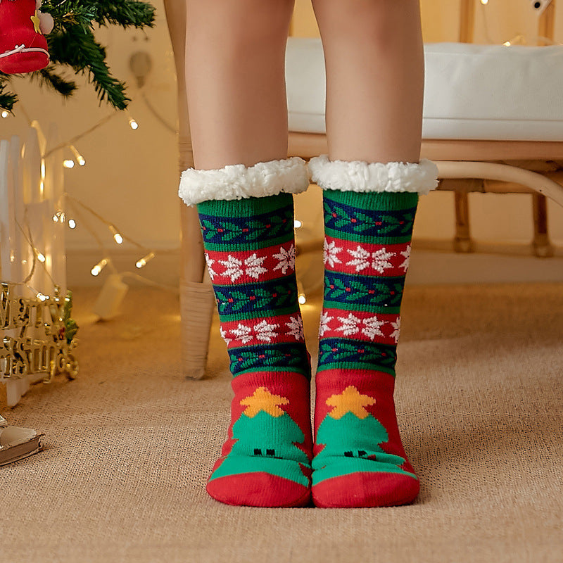 CALORA_ Comfortabele Pluche Sneeuwsokken voor Dames - Warme Winterkerstsokken