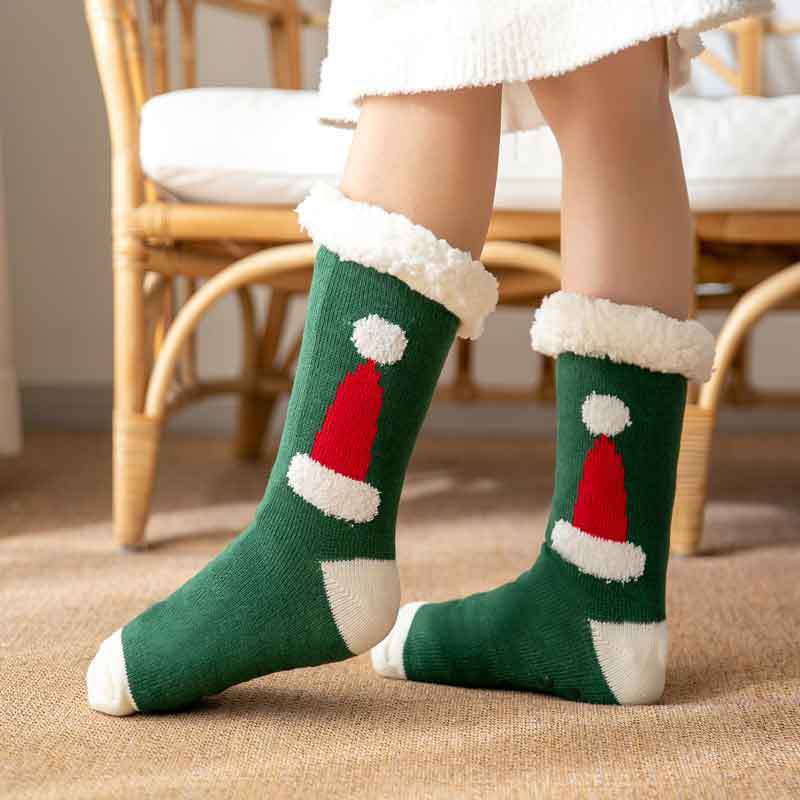 CALORA_ Comfortabele Pluche Sneeuwsokken voor Dames - Warme Winterkerstsokken