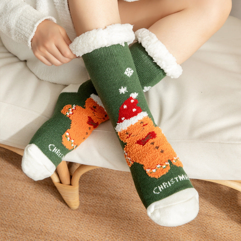 CALORA_ Comfortabele Pluche Sneeuwsokken voor Dames - Warme Winterkerstsokken