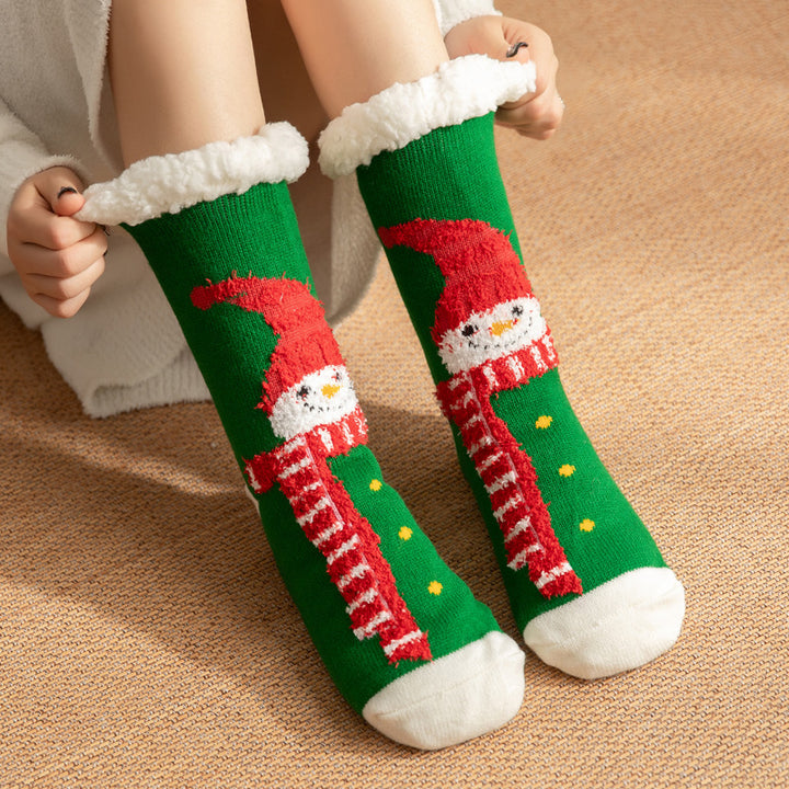 CALORA_ Comfortabele Pluche Sneeuwsokken voor Dames - Warme Winterkerstsokken