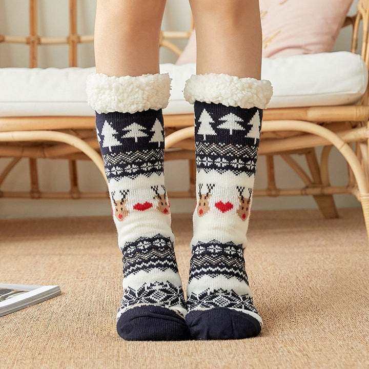 CALORA_ Comfortabele Pluche Sneeuwsokken voor Dames - Warme Winterkerstsokken