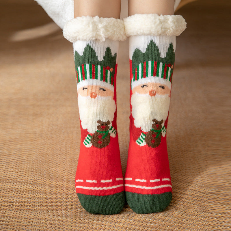 CALORA_ Comfortabele Pluche Sneeuwsokken voor Dames - Warme Winterkerstsokken