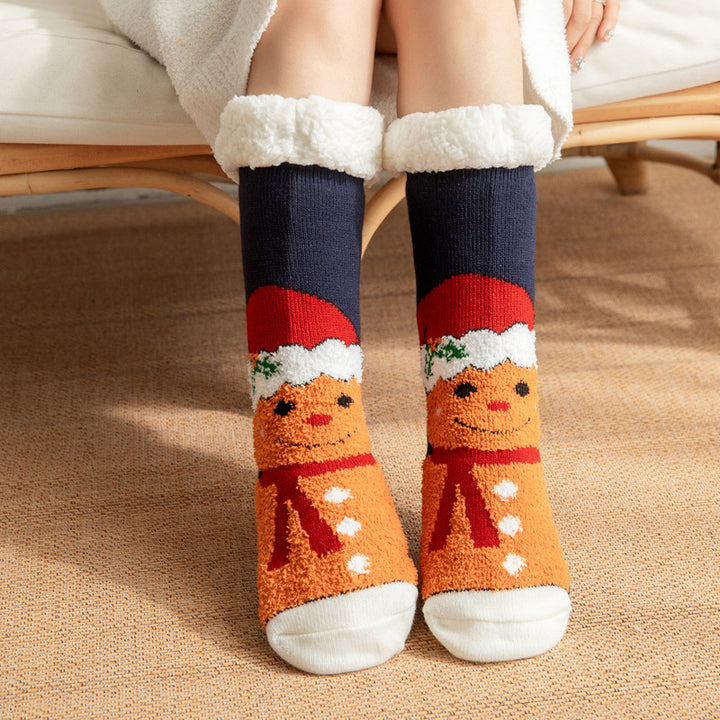 CALORA_ Comfortabele Pluche Sneeuwsokken voor Dames - Warme Winterkerstsokken