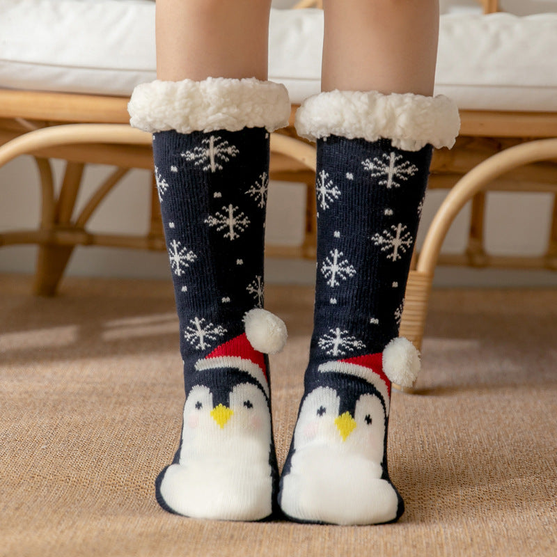 CALORA_ Comfortabele Pluche Sneeuwsokken voor Dames - Warme Winterkerstsokken
