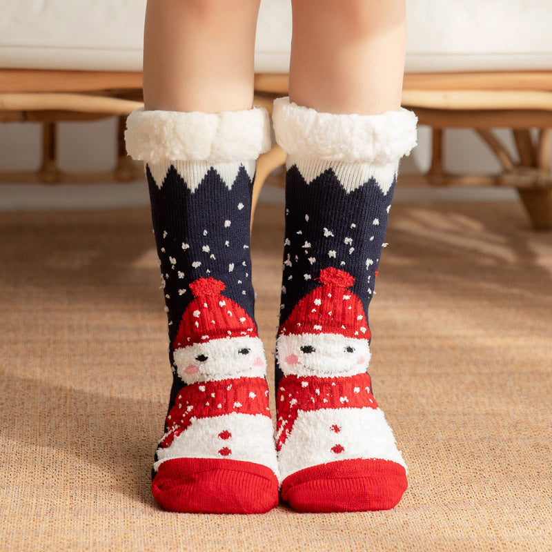 CALORA_ Comfortabele Pluche Sneeuwsokken voor Dames - Warme Winterkerstsokken