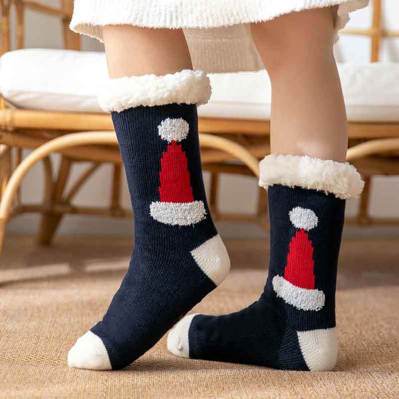 CALORA_ Comfortabele Pluche Sneeuwsokken voor Dames - Warme Winterkerstsokken