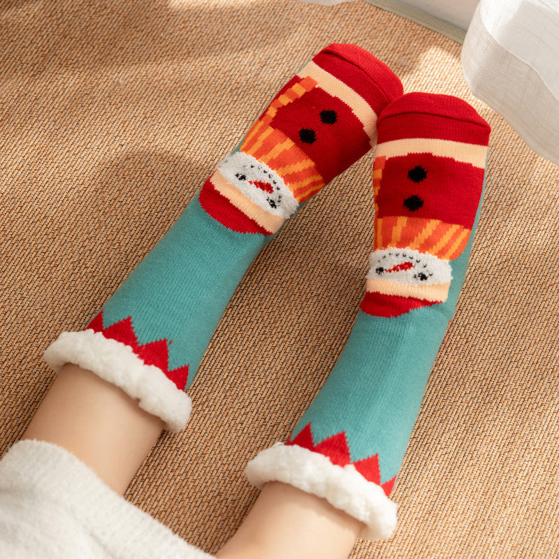 CALORA_ Comfortabele Pluche Sneeuwsokken voor Dames - Warme Winterkerstsokken