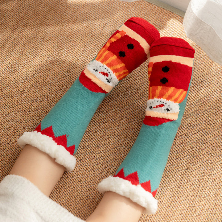 CALORA_ Comfortabele Pluche Sneeuwsokken voor Dames - Warme Winterkerstsokken