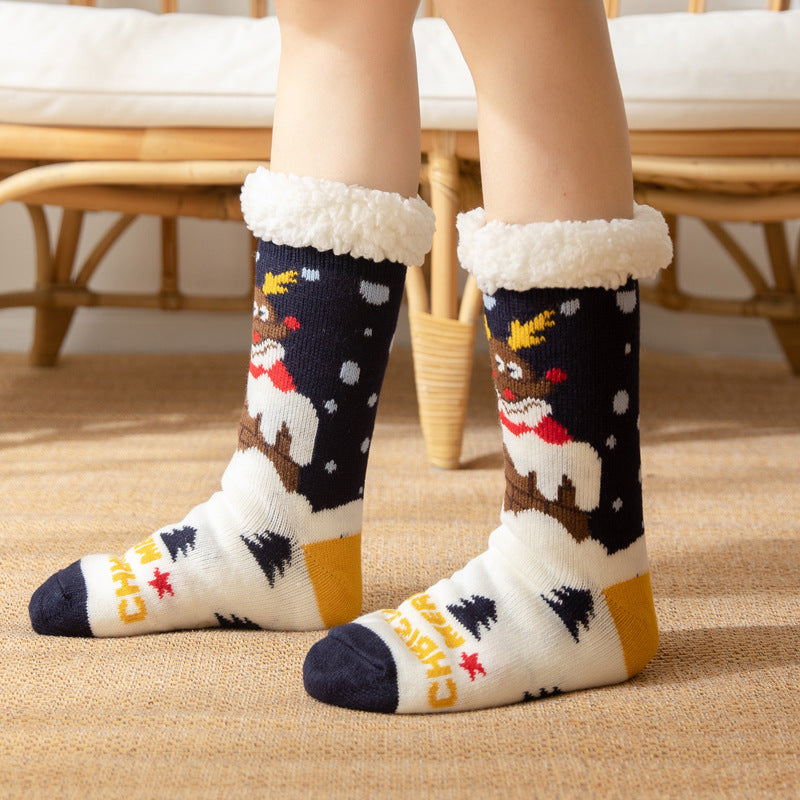 CALORA_ Comfortabele Pluche Sneeuwsokken voor Dames - Warme Winterkerstsokken