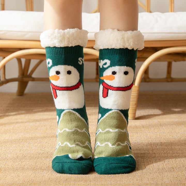 CALORA_ Comfortabele Pluche Sneeuwsokken voor Dames - Warme Winterkerstsokken