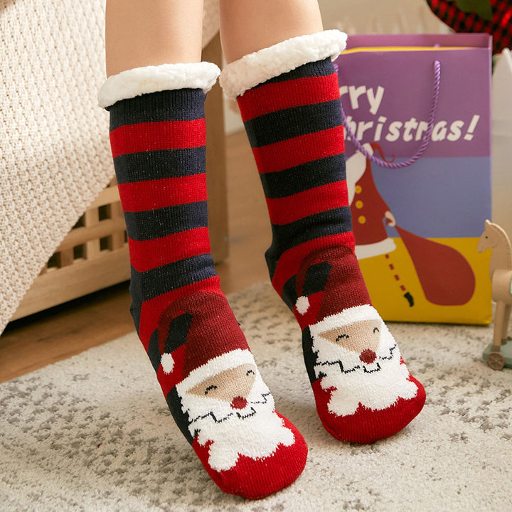CALORA_ Comfortabele Pluche Sneeuwsokken voor Dames - Warme Winterkerstsokken
