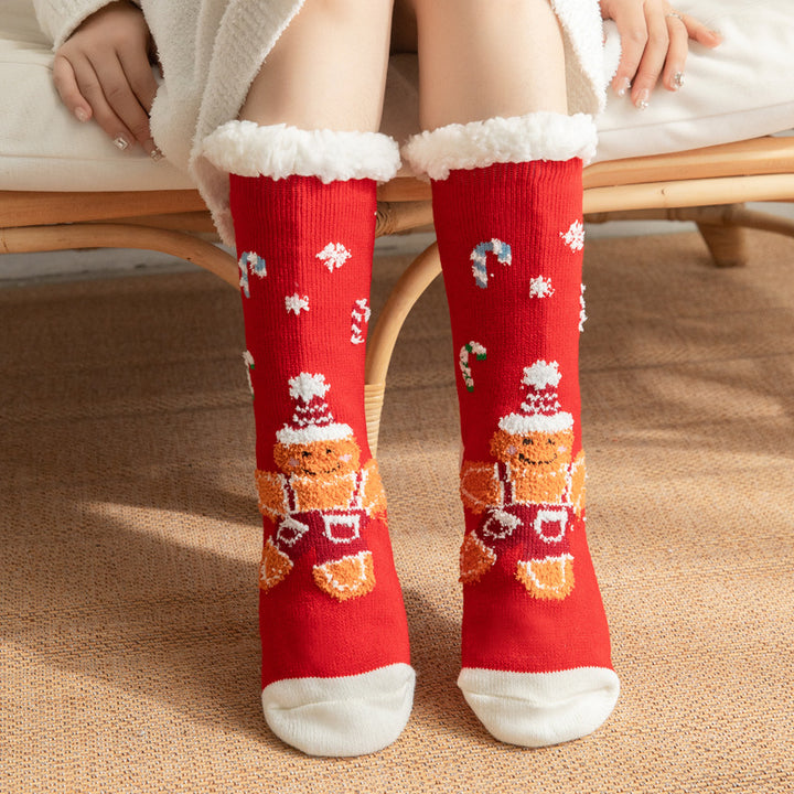 CALORA_ Comfortabele Pluche Sneeuwsokken voor Dames - Warme Winterkerstsokken