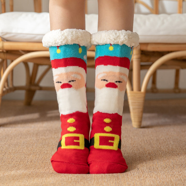 CALORA_ Comfortabele Pluche Sneeuwsokken voor Dames - Warme Winterkerstsokken