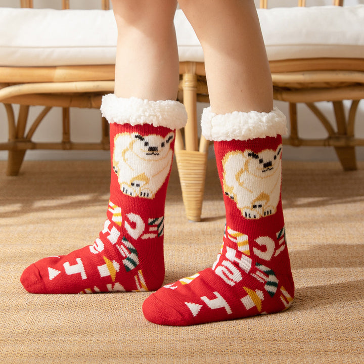 CALORA_ Comfortabele Pluche Sneeuwsokken voor Dames - Warme Winterkerstsokken