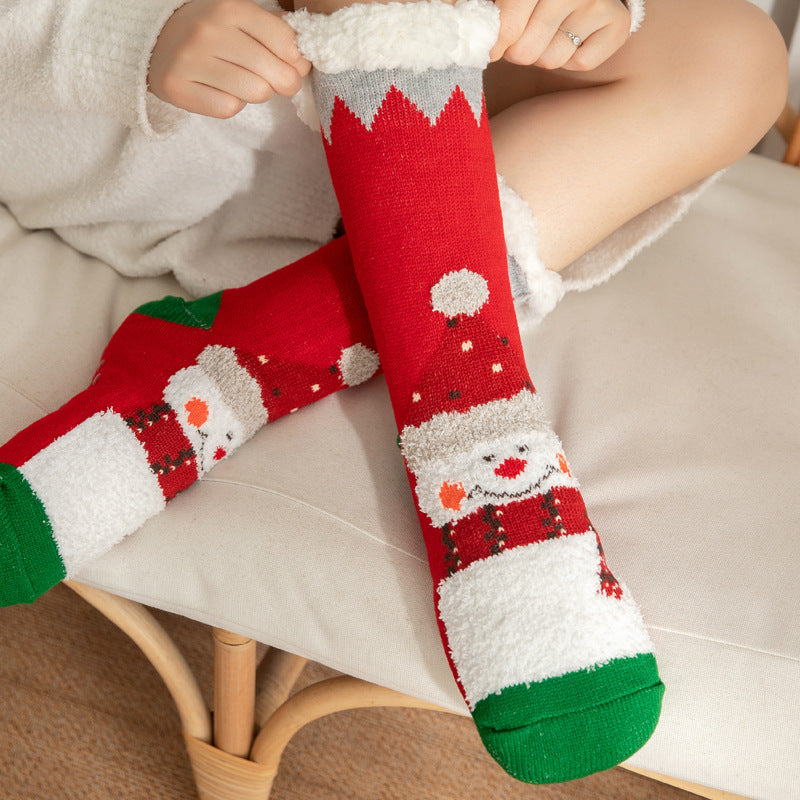 CALORA_ Comfortabele Pluche Sneeuwsokken voor Dames - Warme Winterkerstsokken