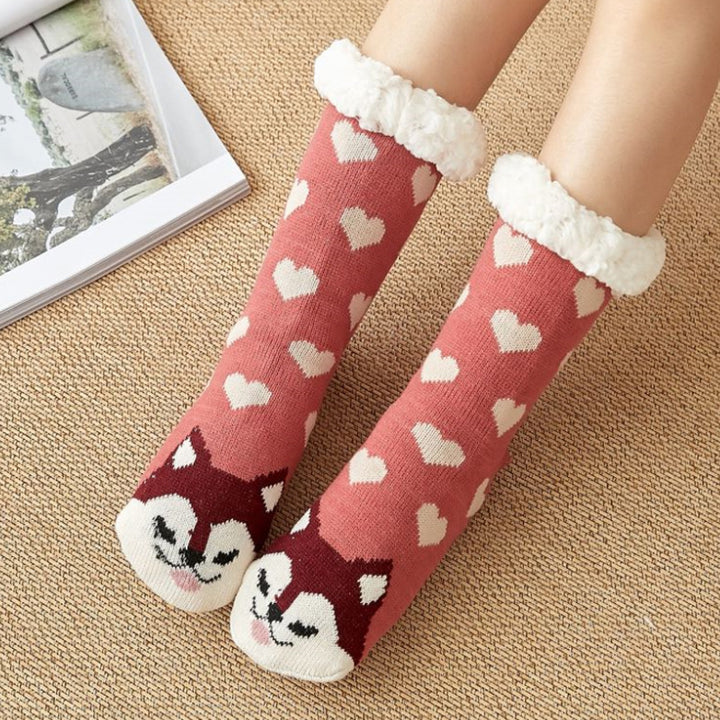 CALORA_ Comfortabele Pluche Sneeuwsokken voor Dames - Warme Winterkerstsokken