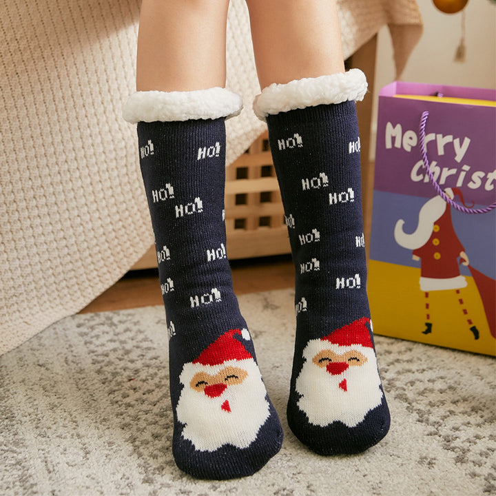 CALORA_ Comfortabele Pluche Sneeuwsokken voor Dames - Warme Winterkerstsokken