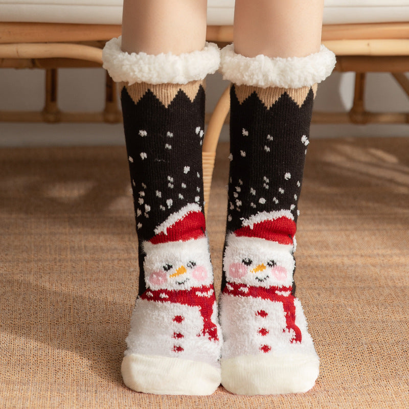CALORA_ Comfortabele Pluche Sneeuwsokken voor Dames - Warme Winterkerstsokken