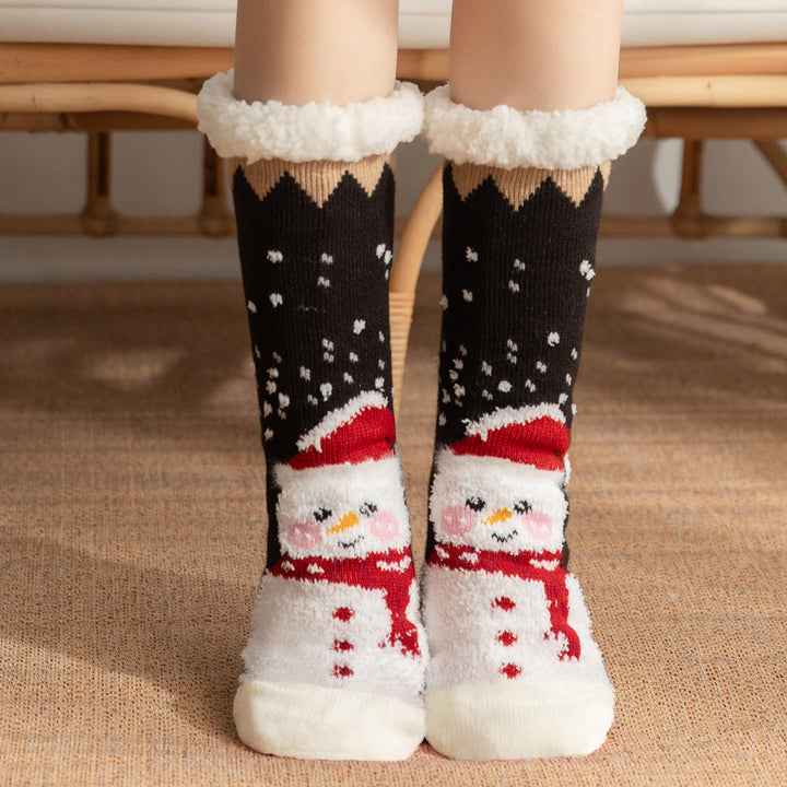CALORA_ Comfortabele Pluche Sneeuwsokken voor Dames - Warme Winterkerstsokken