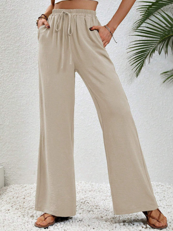 Comfortabele Wijde Broek met Elastische Taille voor Elke Gelegenheid-Joggingsbroek-Calora-Beige-S-Calora