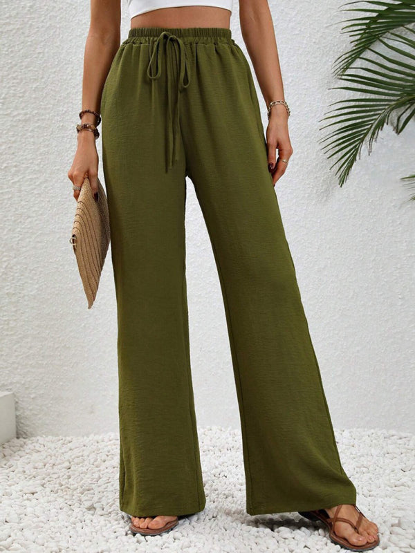 Comfortabele Wijde Broek met Elastische Taille voor Elke Gelegenheid-Joggingsbroek-Calora-Olijfgroen-S-Calora