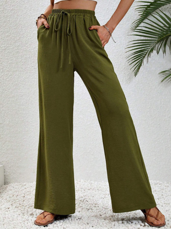 Comfortabele Wijde Broek met Elastische Taille voor Elke Gelegenheid-Joggingsbroek-Calora-Olijfgroen-S-Calora