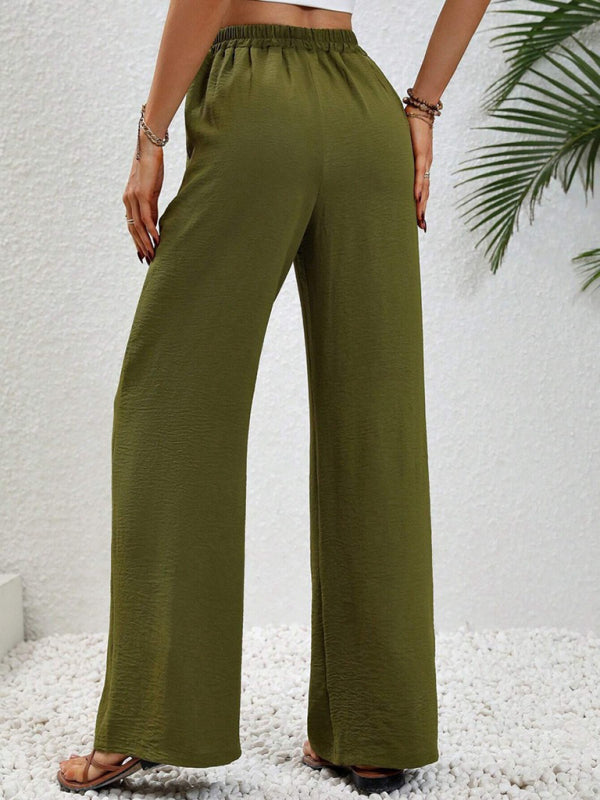 Comfortabele Wijde Broek met Elastische Taille voor Elke Gelegenheid-Joggingsbroek-Calora-Olijfgroen-S-Calora