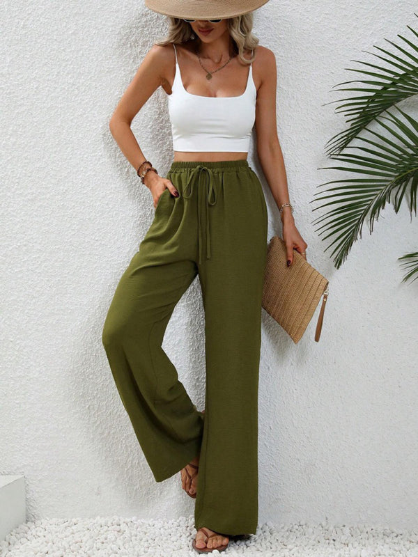 Comfortabele Wijde Broek met Elastische Taille voor Elke Gelegenheid-Joggingsbroek-Calora-Olijfgroen-S-Calora