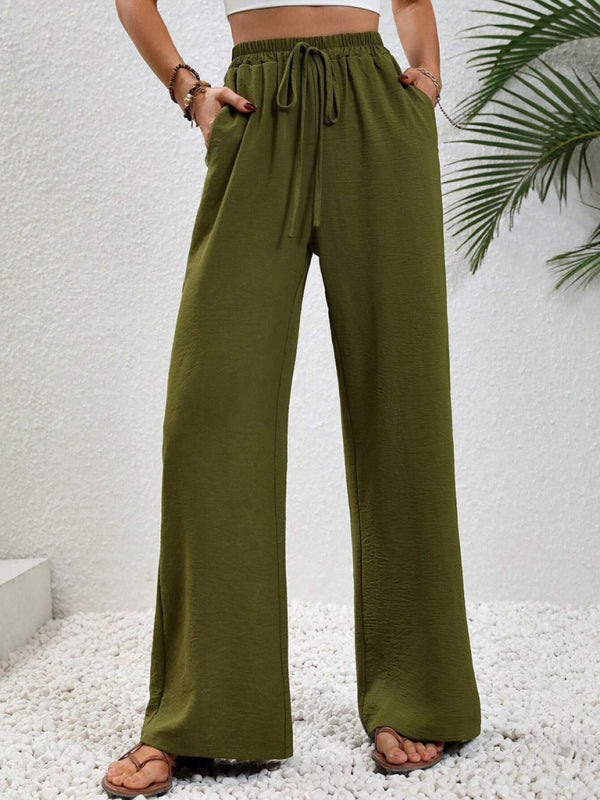 Comfortabele Wijde Broek met Elastische Taille voor Elke Gelegenheid-Joggingsbroek-Calora-Olijfgroen-S-Calora