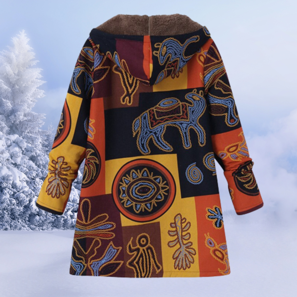 Cora | Warme Gebloemde Winterjas-Zomer Jassen-Calora-Geel-S-Calora