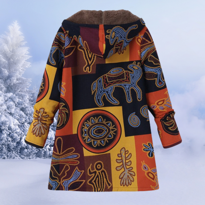 Cora | Warme Gebloemde Winterjas-Zomer Jassen-Calora-Geel-S-Calora