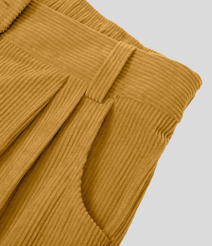 Corduroy dames Broek met uitlopende pijpen-Wijde Broeken-Calora-Geel-XS-Calora
