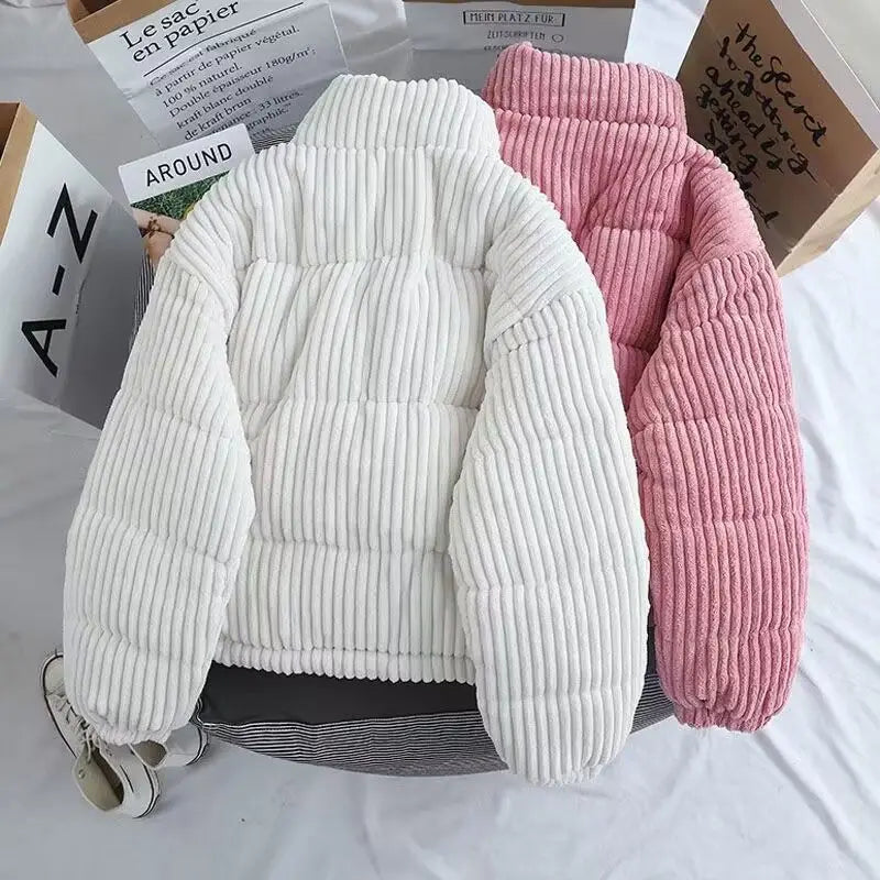 Corduroy winterjas met col voor dames-Zomer Jassen-Calora-Zwart-S-Calora